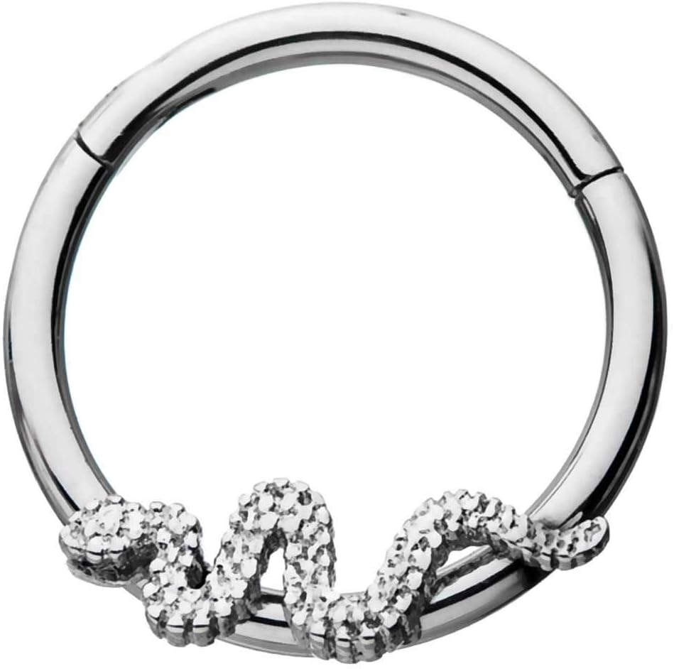 Pierced Owl16G Slithering Snake Stainless Steel Hinged Segment Ring for Septum, Lip, Eyebrow, and Ear Piercings