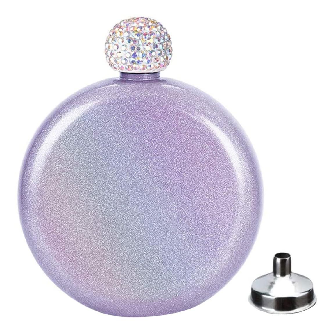 Hintyne Ladies Liquor Flask Women Hip Flask Stainless Steel Ladies Mini Whiskey Glitter Wine Bottle 5oz Purple
