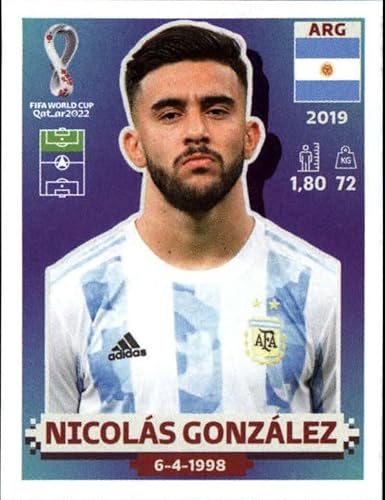 Miniatura 1 de 2022 Panini World Cup Qatar Sticker #ARG18 Nicolas Gonzalez Group C Argentina Mini Sticker Trading Card