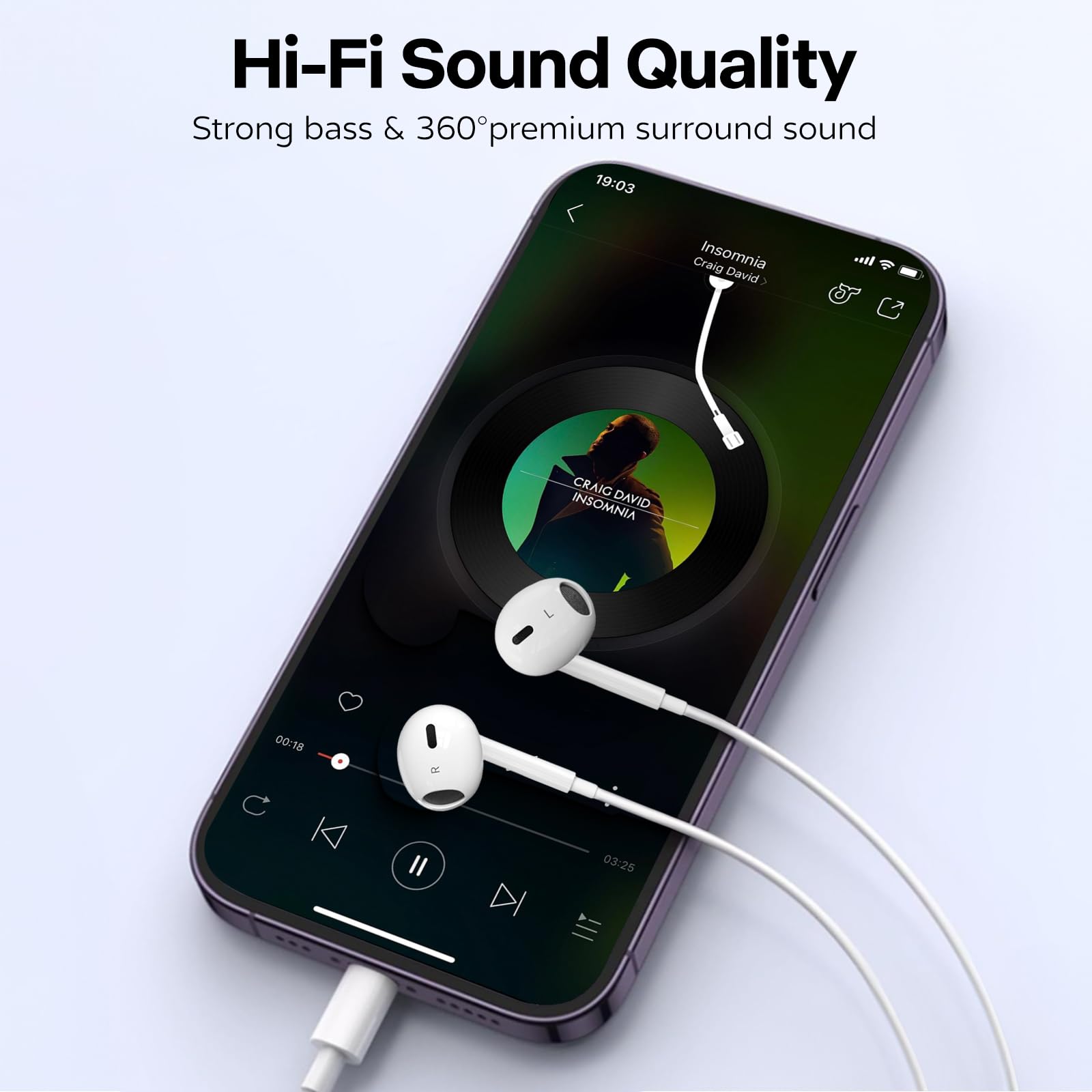 USB C Headphones, Wired USB C Earphones with Microphone and Volume Controller,HiFi Stereo In Ear Type C Earbuds, for iPhone 15/16/17 Pro Max plus, iPad Pro,Samsung Galaxy S25 S24 S23 S22 Pixel 9 - 5