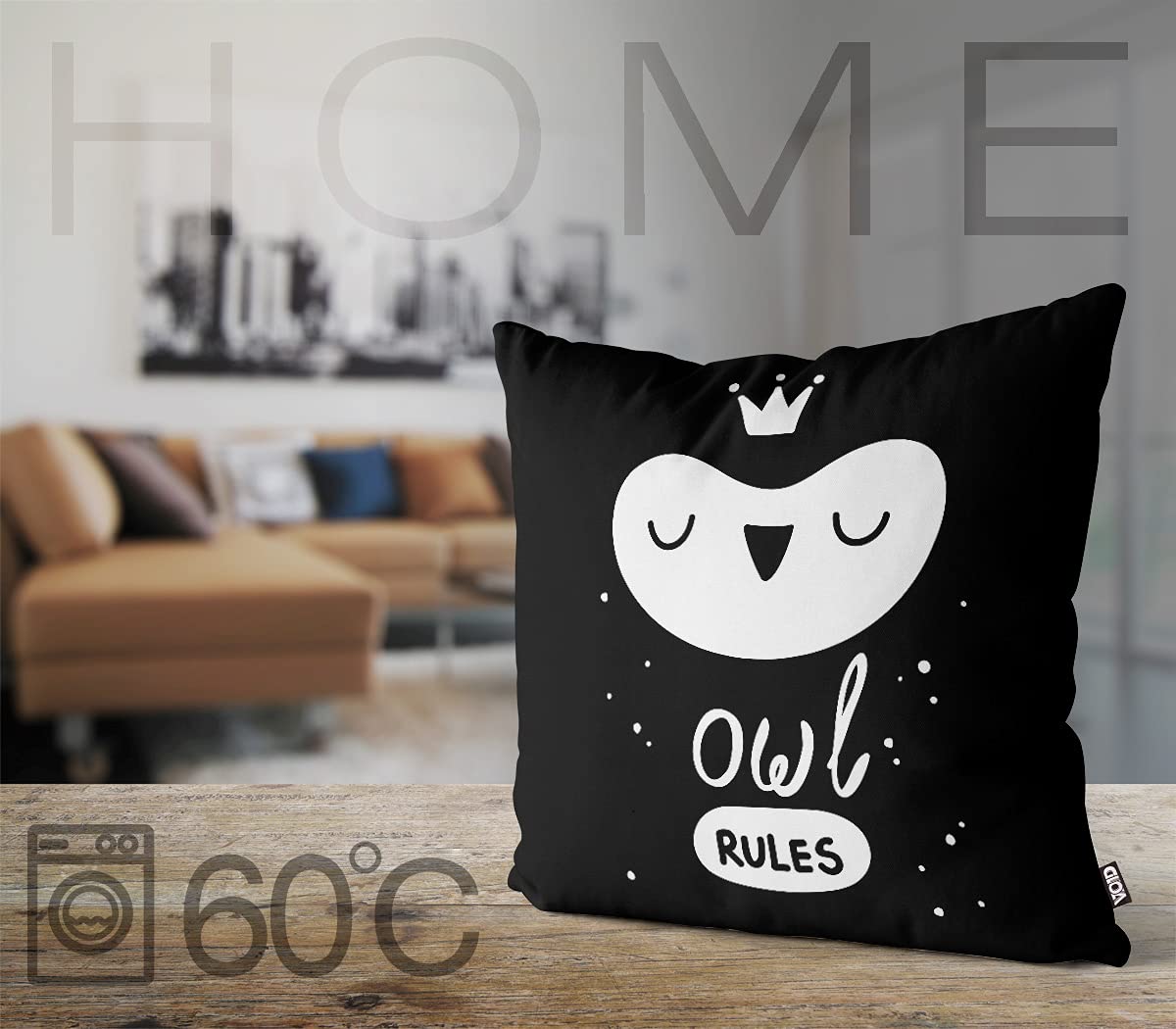 VOID Eule Vogel Cartoon Kissenbezug Kissenhülle Sofakissen Kissen Deko Outdoor-Kissen Dekokissen, Kissen Größe:60 x 60 cm
