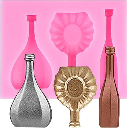 Miniatura 10 de XMOLDNMS Molde de fondant de copa de vino para botella de champán para decoración de tartas, decoración de cupcakes, caramelo y chocolate, pasta de