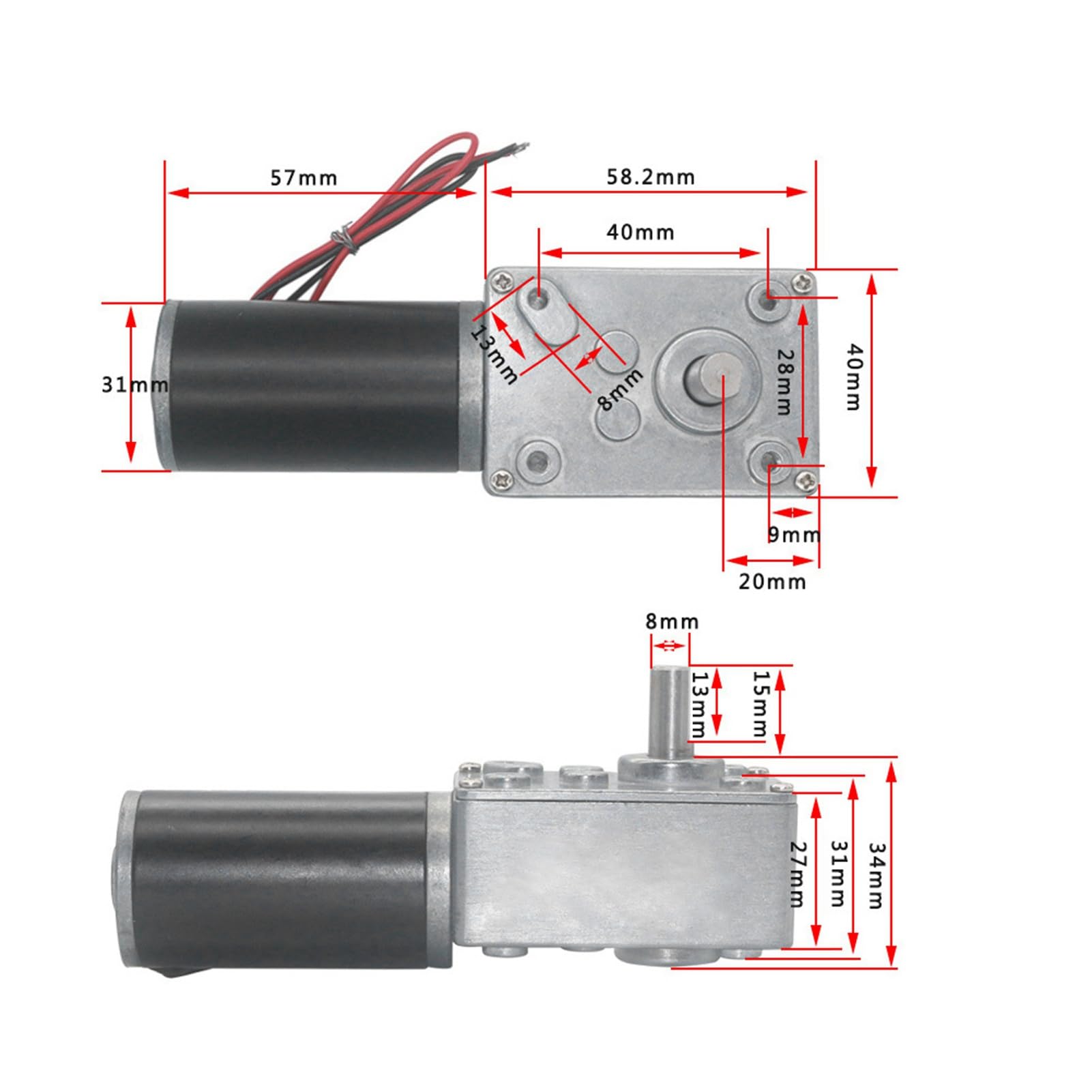 Fafeicy 2 Stück 12 V 20 U/min Gleichstrom-Schneckengetriebemotor, 8-mm-Welle (12 V, 20 U/min), für den Einsatz in Jalousien, Werbegeräten, Fensteröffnern und Intelligenten Geräten