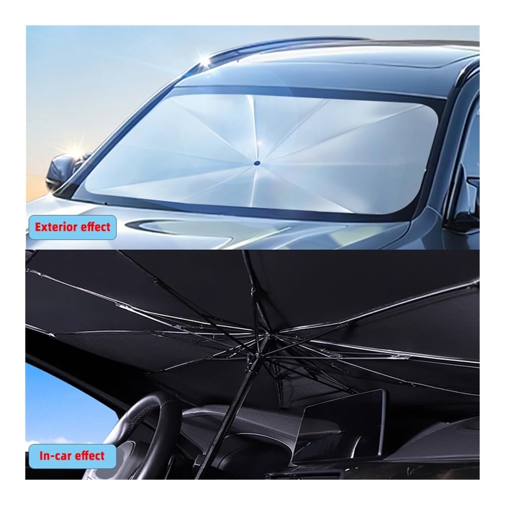 Parasole Auto A Ombrello HOME KOKO LOOK - 140x78cm, Rivestimento Titanio - Copri Parabrezza Interno - Foto 6