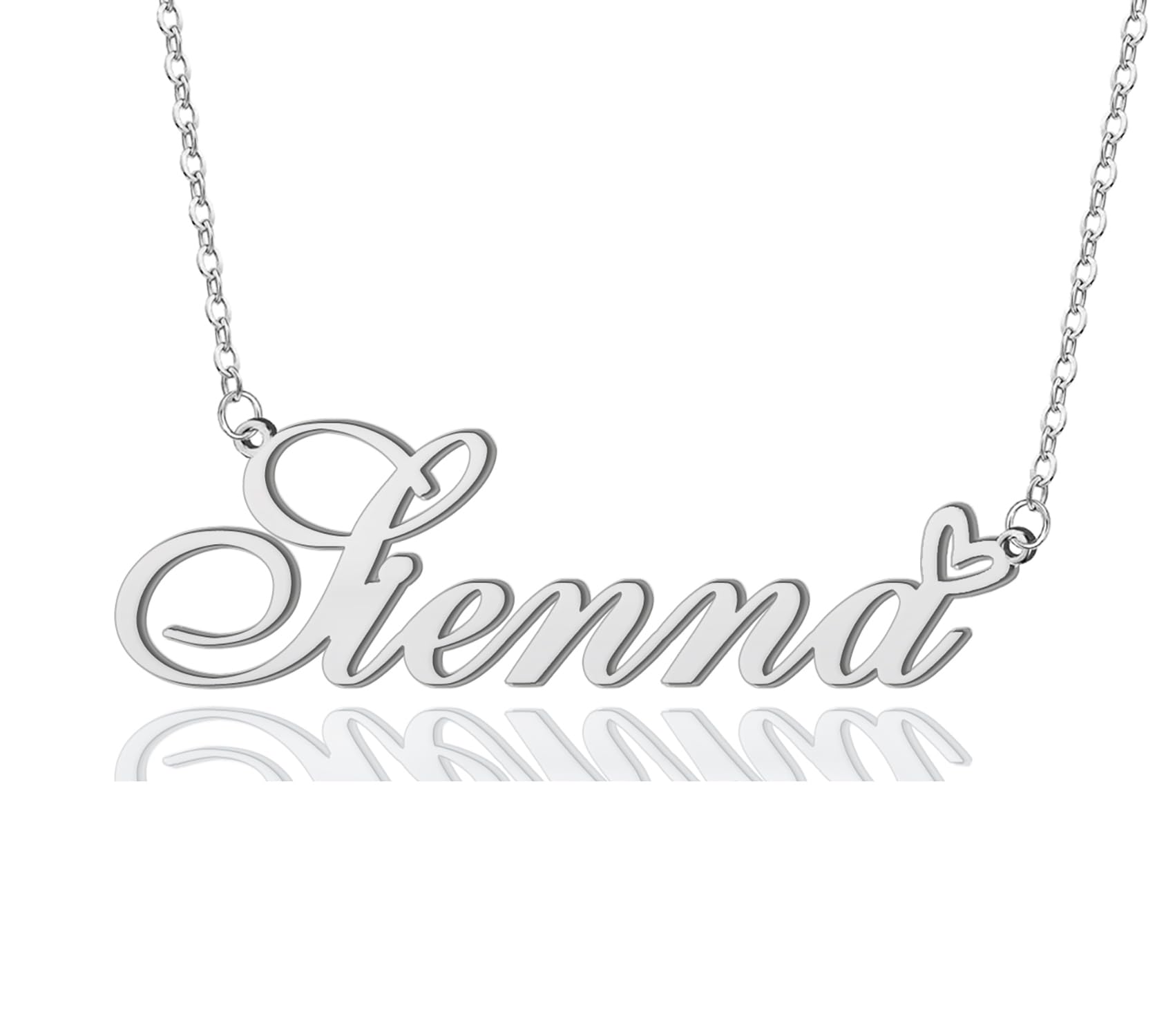 AOLO Personalized Name Necklace Custom Name Necklaces Stainless Steel Nameplate Heart Jewelry Gold Silver Color for Womens Mens