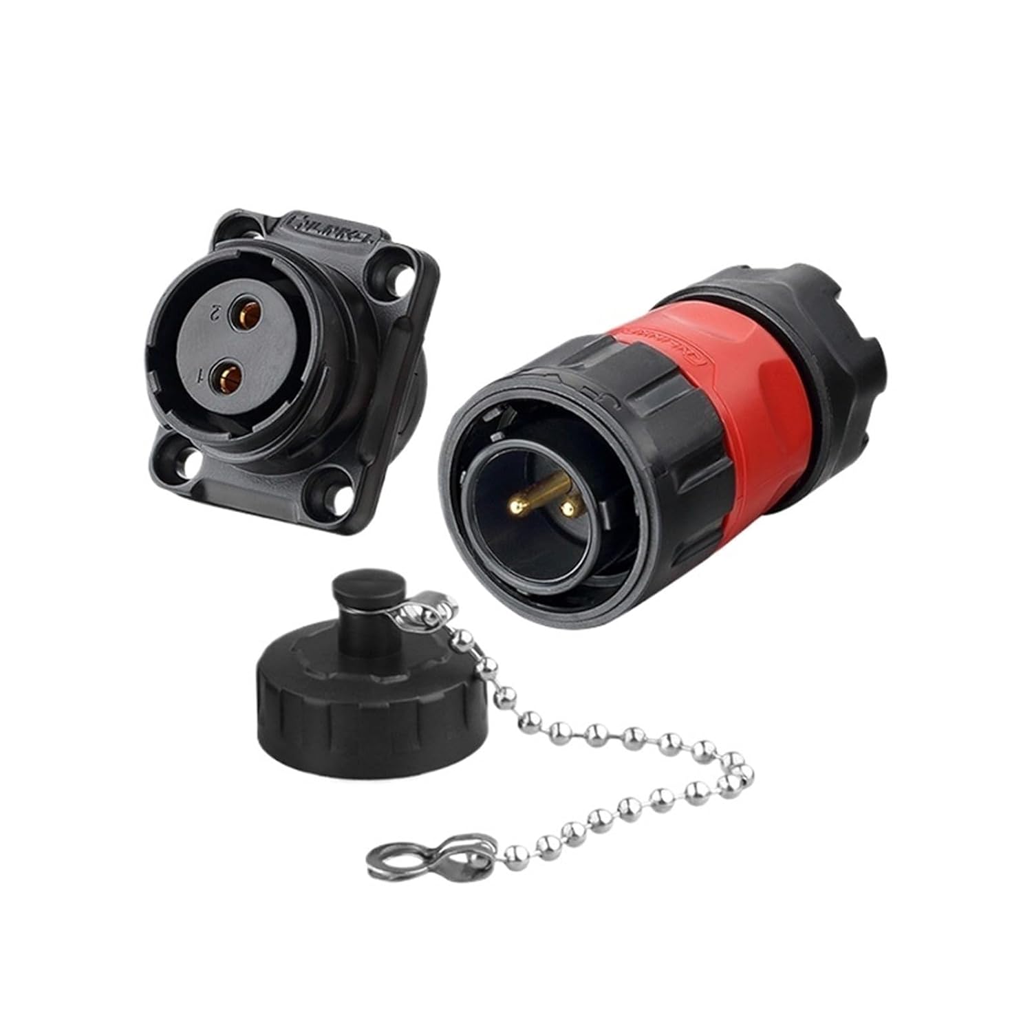 M20 2 3 4pin Connector Wire IP68 Waterproof Plastic Electric Socket Power(YM-20 2pin Set)