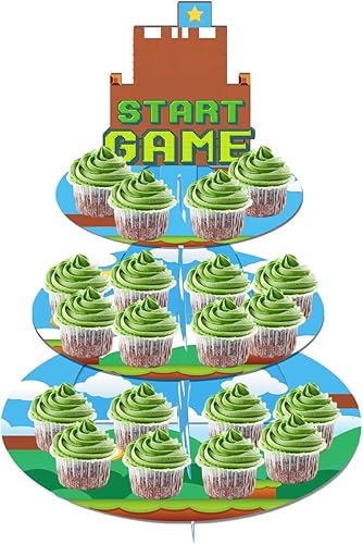 Gran soporte para cupcakes de Mario de 3 niveles, bandeja de cartón de 12 pulgadas para cupcakes, bandeja para bodas, cumpleaños, baby shower