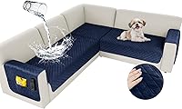 Vista 25 de Arfntevss Fundas impermeables para sofá seccional de esquina para perros y mascotas, funda de sofá en forma de L, terciopelo lavable grande