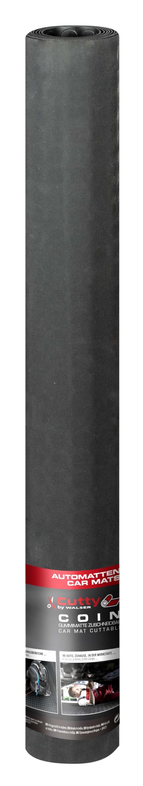 Walser 28208 Alfombra de Coche Coin, Alfombra de Corte 100x200 cm, tapete de protección Universal, tapete para atrapar la Suciedad Negra
