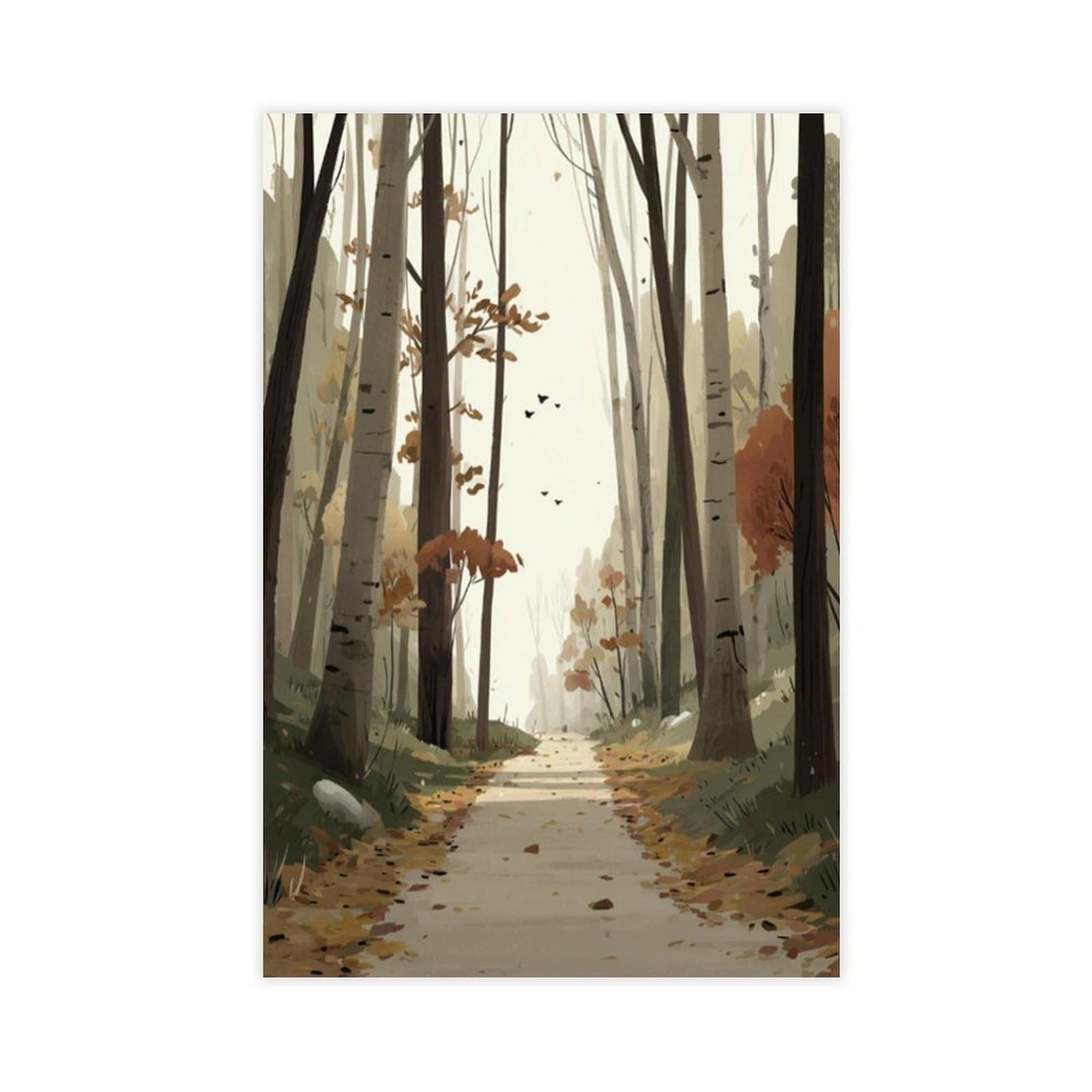 Bareronor Autumn Woodland Canvas Poster for Dorm Room Decor Gift