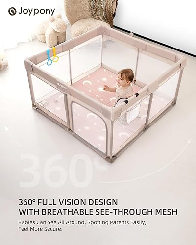 Miniatura 3 de Corralito para bebés con alfombra, corralito pequeño de 50 x 50 pulgadas para bebés, corralito de juegos para niños pequeños para apartamento, patio