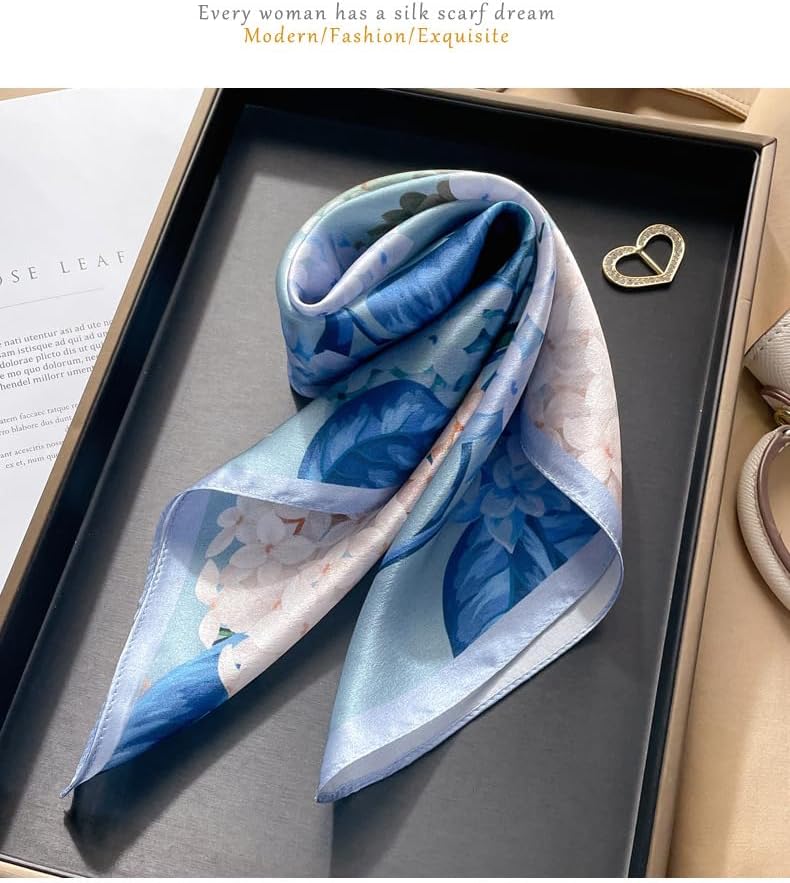 MEISEE 100% Pure Mulberry Silk Scarf 21" Square Scarf Neckerchief Headscarf Breathable Lightweight for Women Gift Packed - Image 2