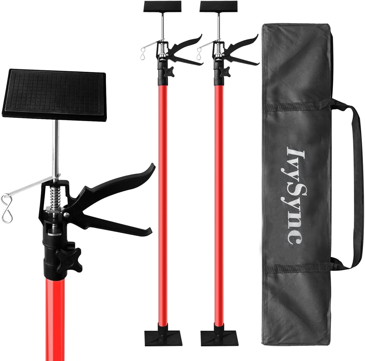 Cabinet Jack for Installing Cabinet?Adjustable 3rd Hand Support Pole Extend from 45 to 114 inches,Premium Steel Cabinet Lift Jack Support up to 154 lbs?2 Pack with Storage Bag (Red-Orange)