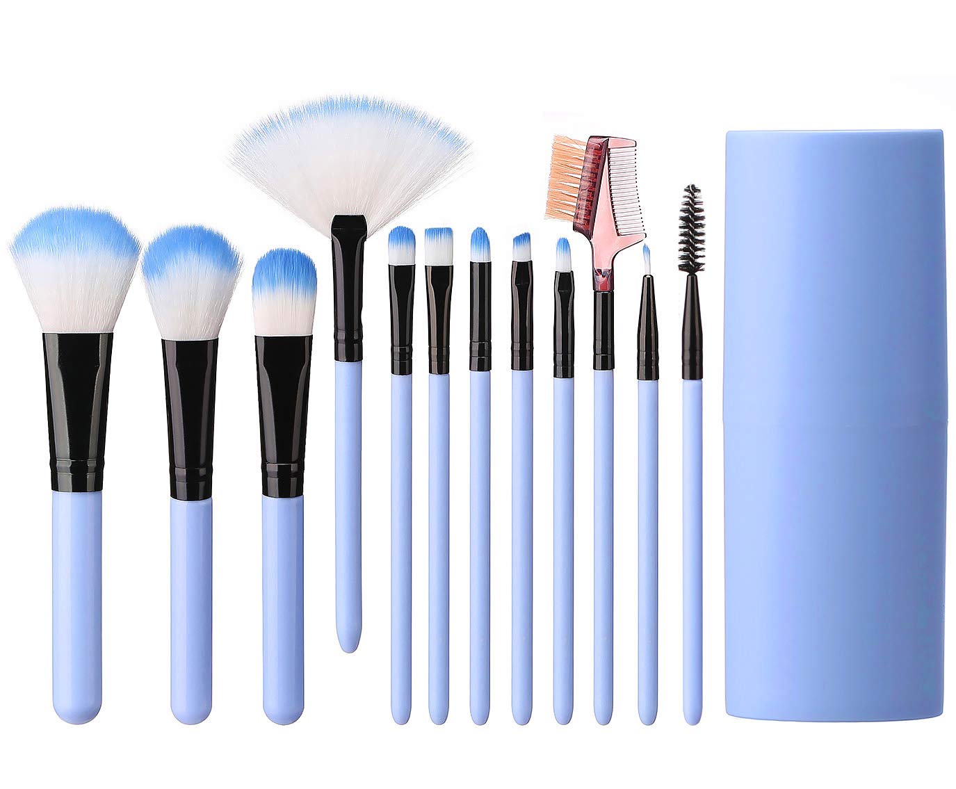 Elisel Makeup Brush Sets 12 Pcs Makeup Brushes Travel makeup brush set Eye shadow brush, foundation brush, blush brush and other cosmetic tools(Light Blue)
