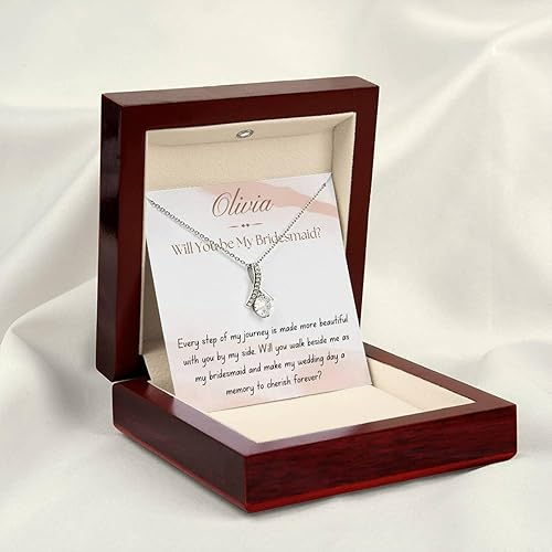 Miniatura 2 de ZephariO Collar Para Damas De Honor - Personalizar Regalos Para Padrinos De Boda, Thank You For Being My Bridesmaid Necklace, Will You Be My