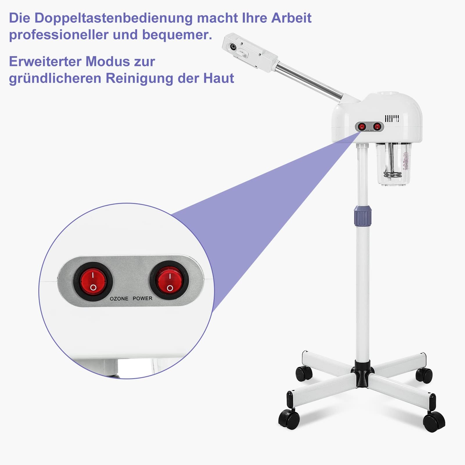 Appareil à Vapeur pour le Visage Professionnel – Sauna Facial Chaud & Froid, Vapozone Esthétique, Machine à Vapeur Beauté Hydratante, Nettoyant Vapeur Pores avec Brumisateur Eau