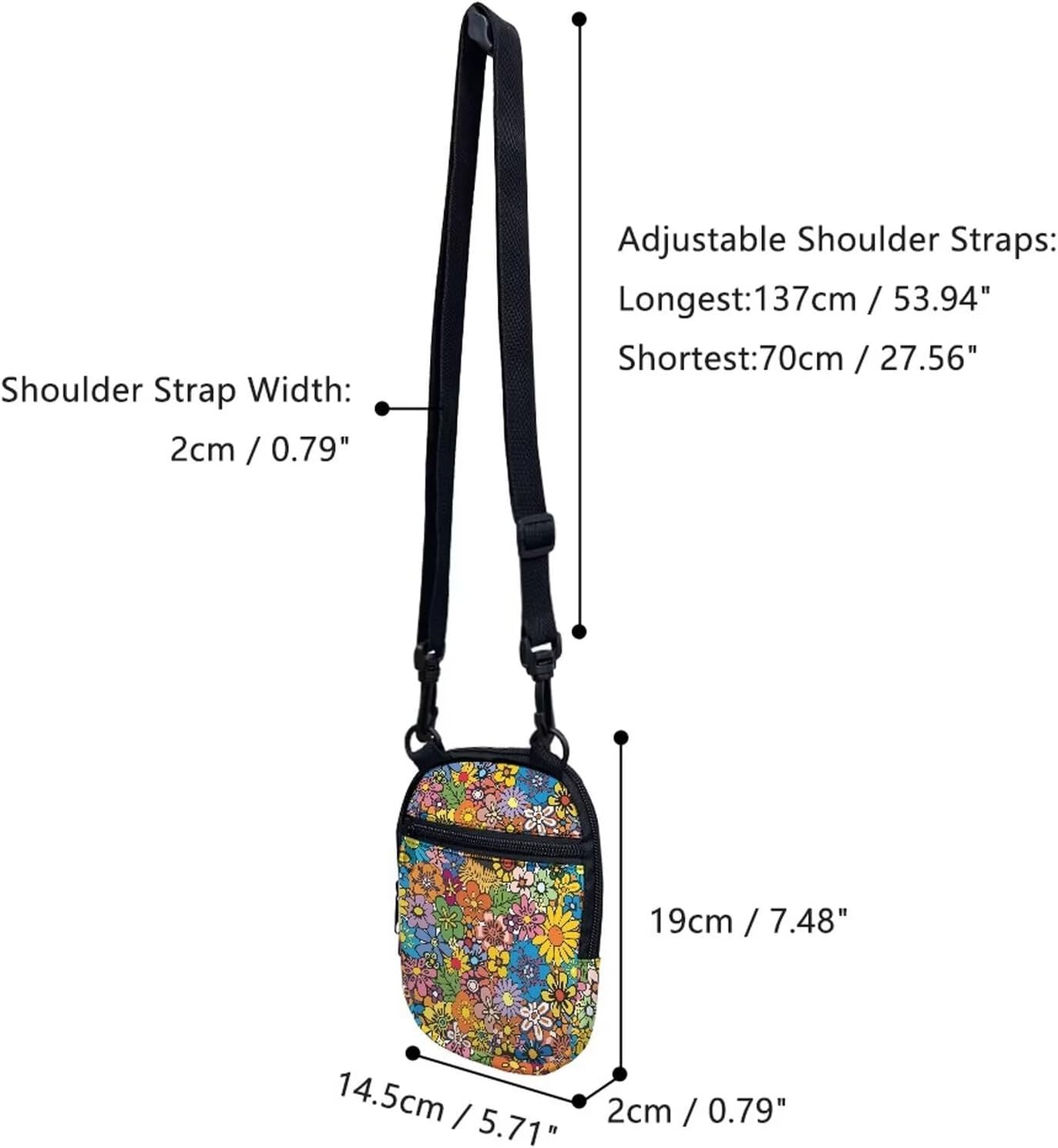 Suobstales Messenger Bag for Women Crossbody Zipper Bag with Adjustable Strap Portable Phone Purse Shoulder Handbag - Image 6