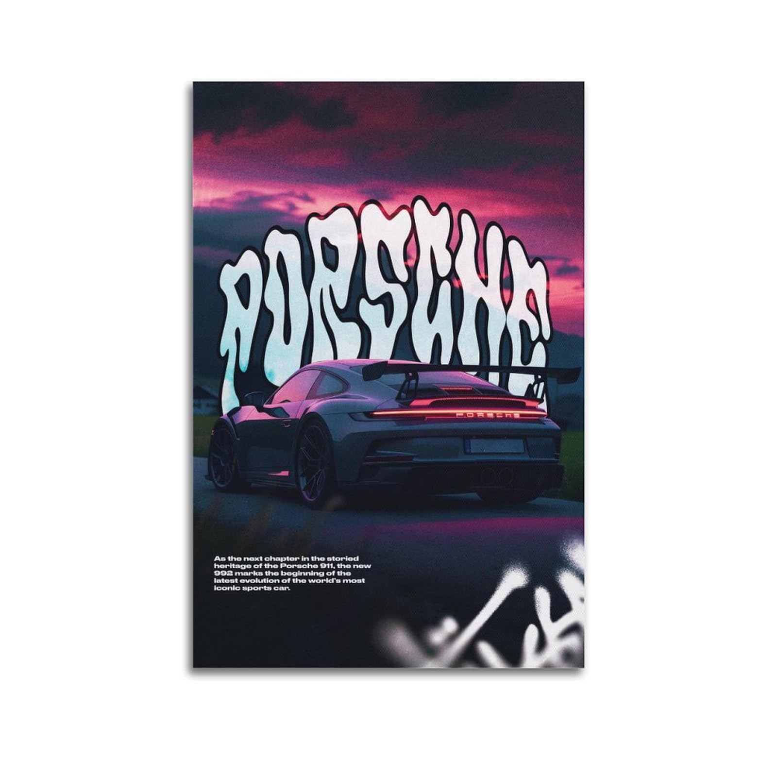 Xfpmxc Unframe-Style German Racing Car Poster 911 992 Gt3 Supercar Decorative Painting Canvas Wall Artworks Picture 12X18inch(30X45cm)