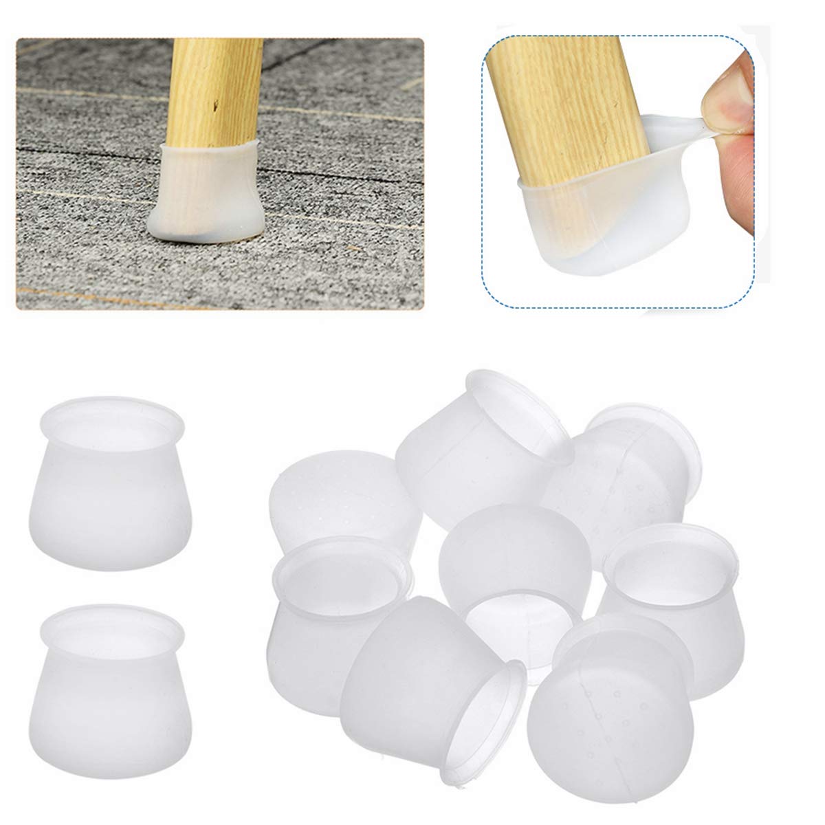 Silicon Chair Legs Protection Covers, 36Pcs Chair Legs Floor Caps, Washable Furniture Legs Protectors - Anti-Slip, Mildew Proof, Without Scratches & Noise