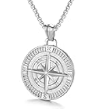 Men's Compass Pendant Necklace Stainless Steel Navigator Forged for Male Jewelry