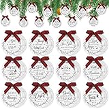 Soaoo 60 Pcs Bible Verses Ornaments Wooden Hanging Sign with Buffalo Plaid Bow and Ropes for Xmas Tree Religious Christian Gifts Church Supplies Home Decor (White)