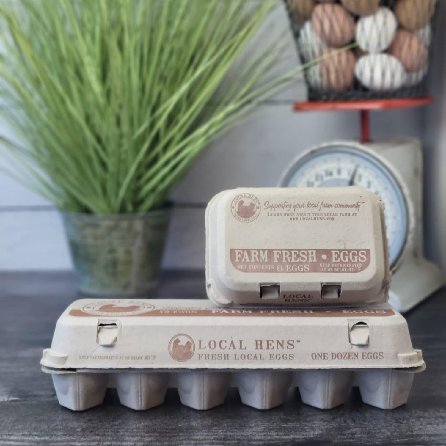 Local Hens 12-Egg No Grade/No Size Flat Top Paper Pulp Egg Carton with UPC - 125 Pack
