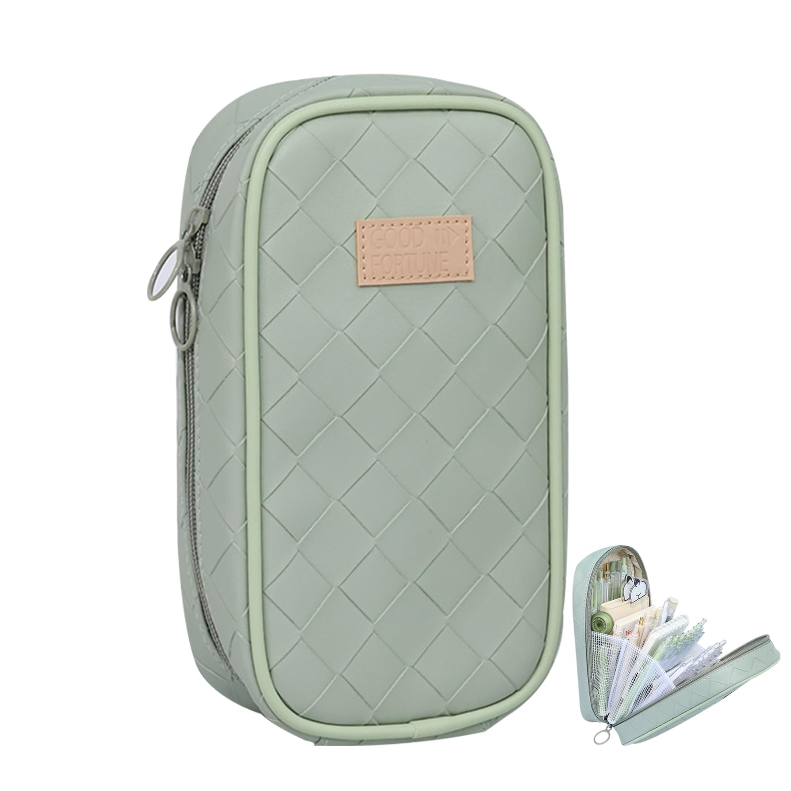 KASESSS Pencil Case for Girls Cute Pencil Case, Practical Pencil Cases for Women Woven Texture Girls Pencil Cases with Zip