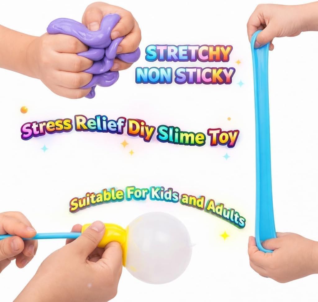 9 Pack Slime Kit with 3 Jelly Cube, 3 Butter & 3 Cloud Slime, Non-Sticky DIY Sensory Toys for Stress Relief, Kids Party Gift for Girls and Boys