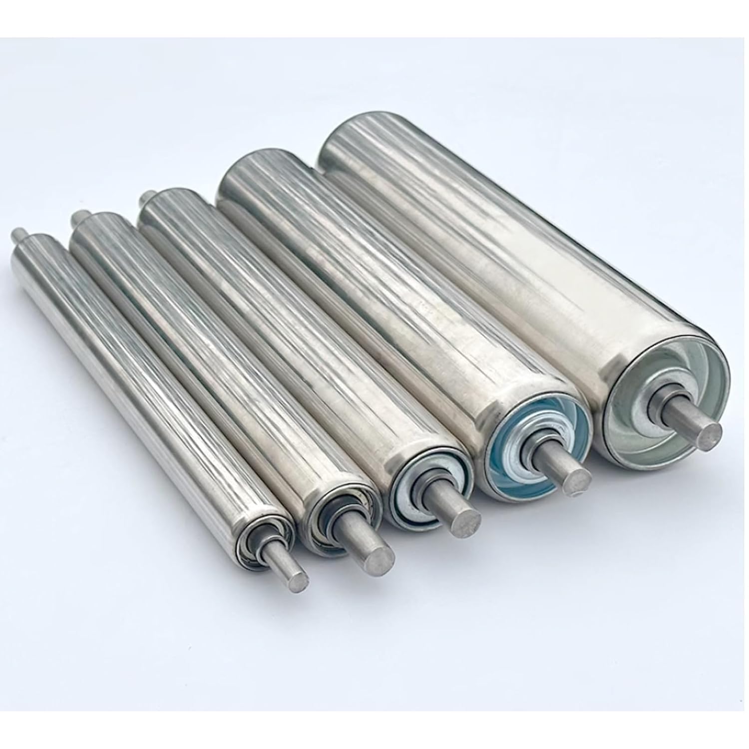 Paquete de 5 transportadores de rodillos para carpintería, alimentación por gravedad, con resorte, 50 mm de diámetro, ideal para cortadoras de césped, longitudes ajustables de 8 pulgadas y 40 pulgadas