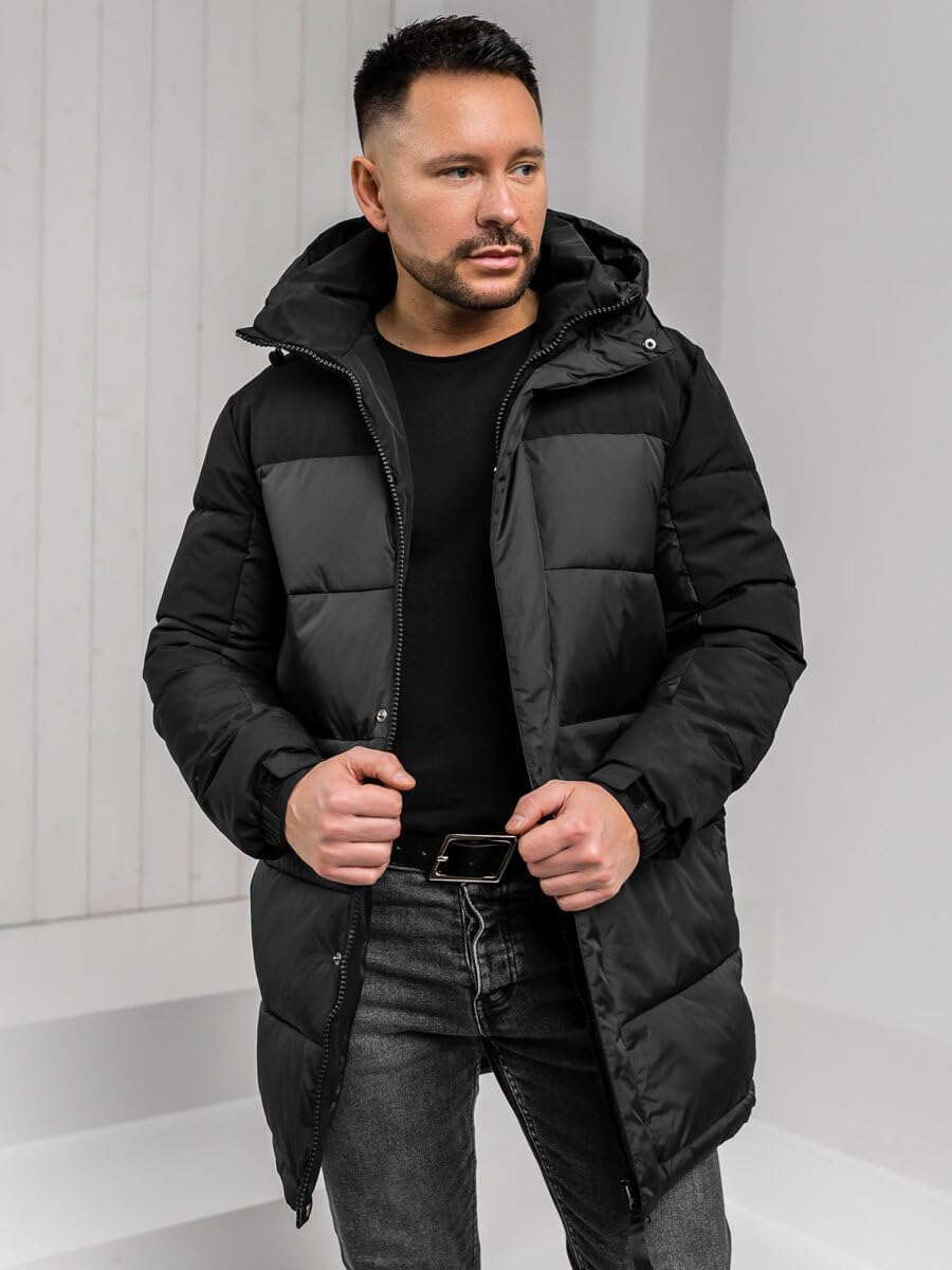 BOLF Hombre Chaqueta De Invierno con Capucha Cierre de Cremallera Ropa de Abrigo Jacket Cazadora Plumas Ocio Deporte Fitness Estilo Deportivo Mix 4D4