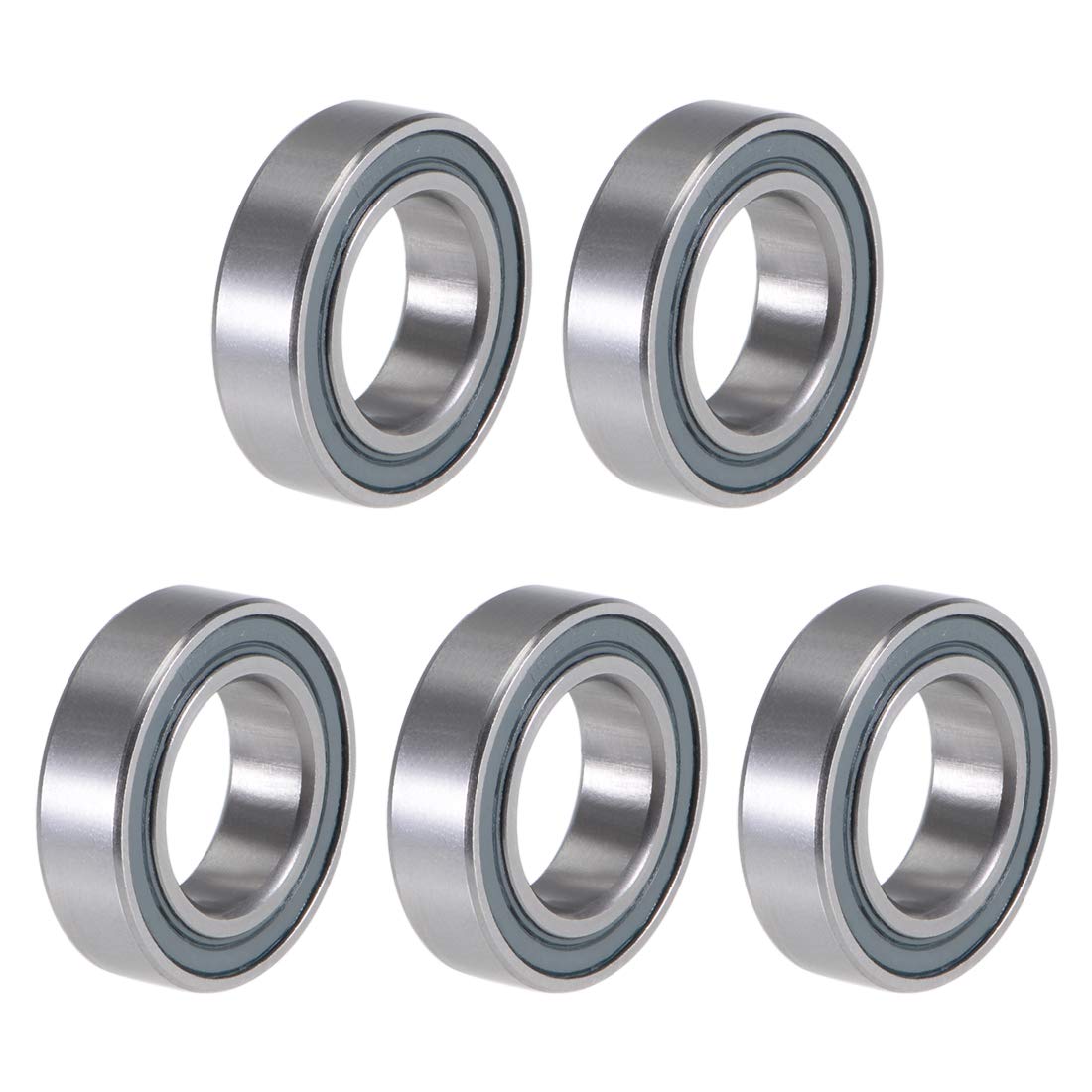 Uxcell 15267-2RS Deep Groove Ball Bearings 15x26x7mm Double Sealed Chrome Steel P0 5pcs, silver tone