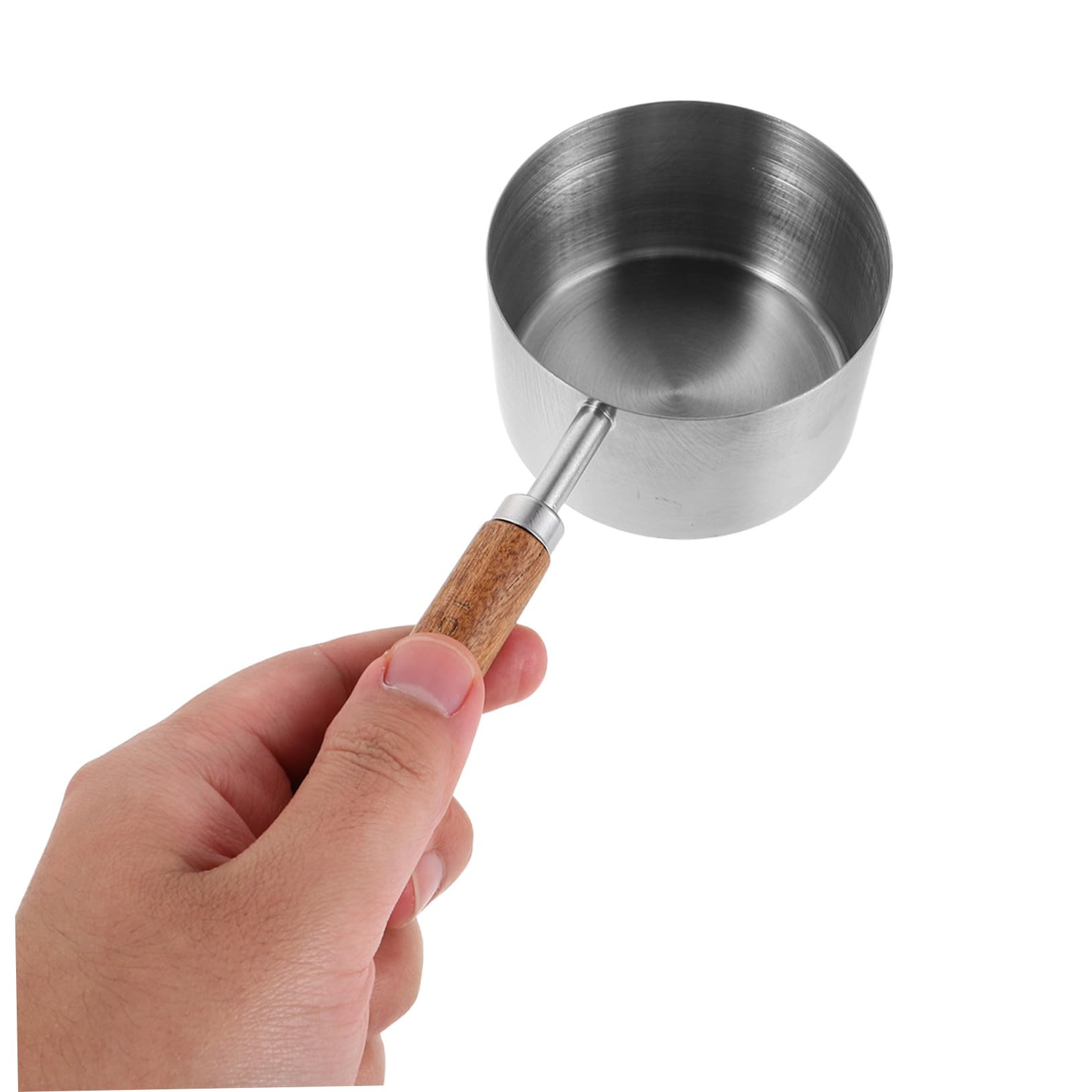 Cuillère Doseuse en Acier Inoxydable, Manche en Bois, Lot 8 Pièces