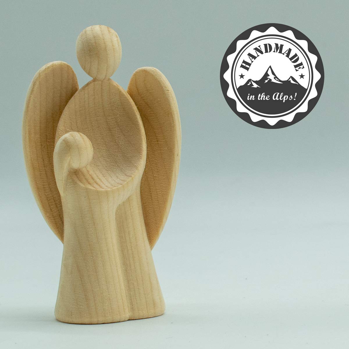 4betterdays.com NATURlich leben! Modern Guardian Angel Made of Pine Wood, with Girl, Height 9 cm - Image 4