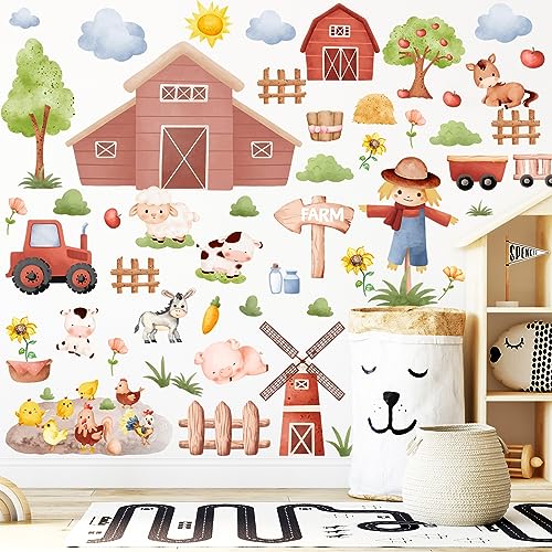 Whaline 8 hojas vinilos decorativos de animales de granja miniatura 5
