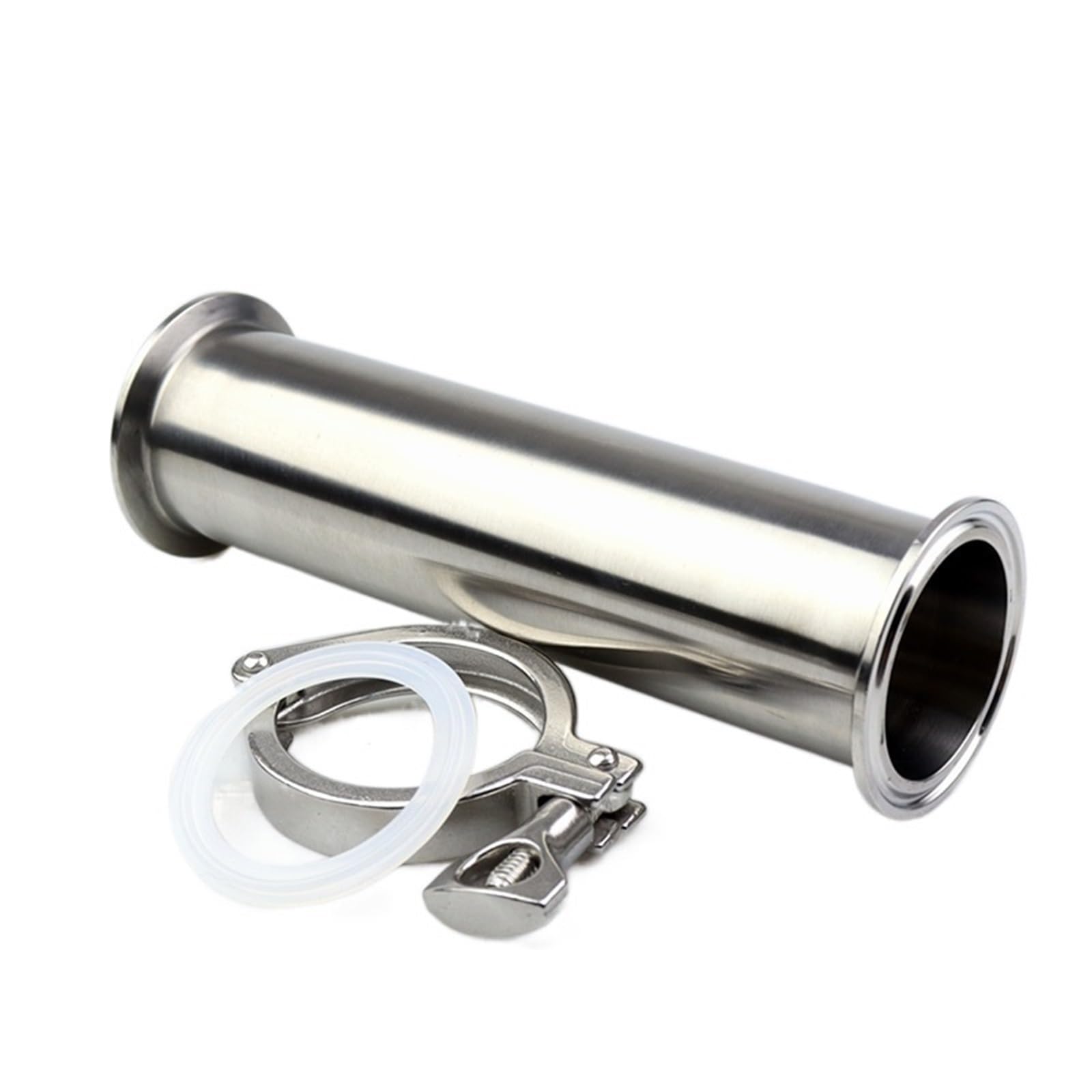 SAHUL 19-76mm Sanitary Spool Pipe - 50.5/64/91mm Tri Clamp Flange - 304SS + Silicone Gasket - 100-500mm Length(1 set-57mm x Ferrule 77.5,L200mm)