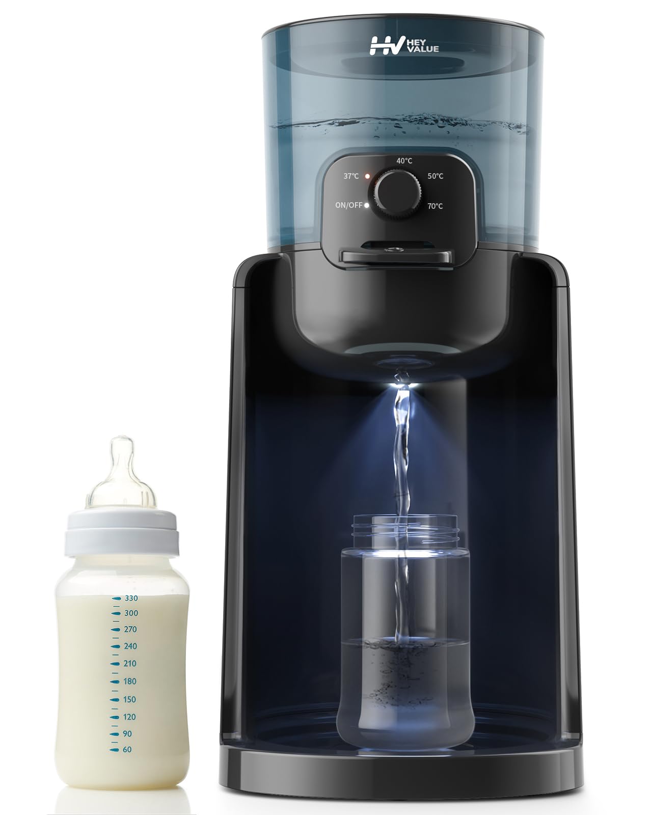Flaschenzubereiter für Babys,Flaschenwärmer Baby,Instant Warmer,Wasserspender für Sofortige Herstellung von Formelflaschen,4 Temperaturen 72H Smart Thermostat, Heißwasserspender, Schwarz