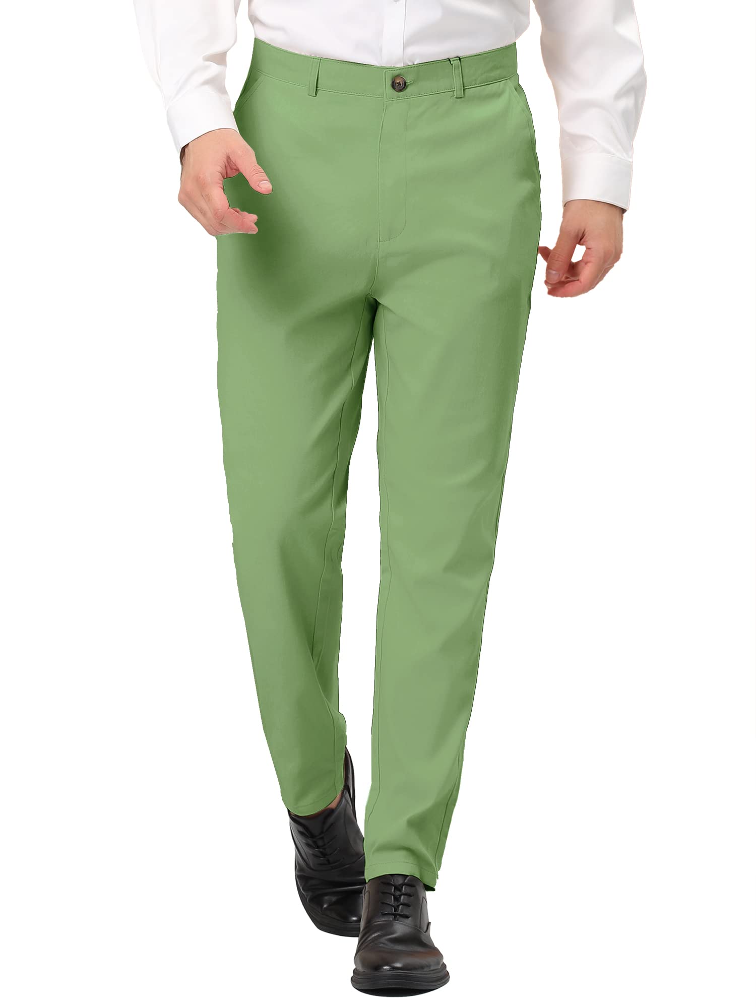 Lars Amadeus Mens Dress Trousers Solid Color Flat Front Skinny Business Pants