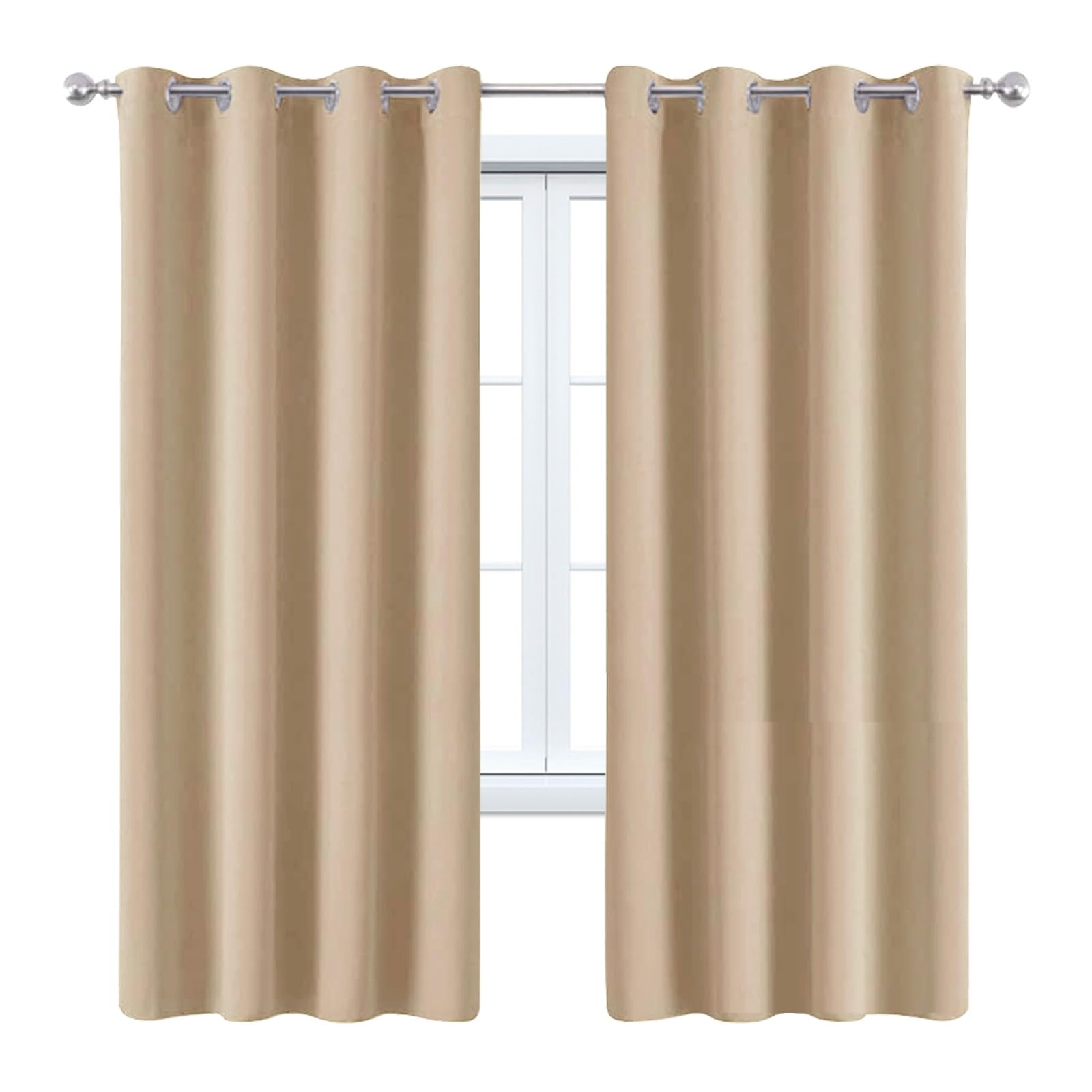Rideau de fenêtre pour chambre beige occultant et isolant toutes saisons