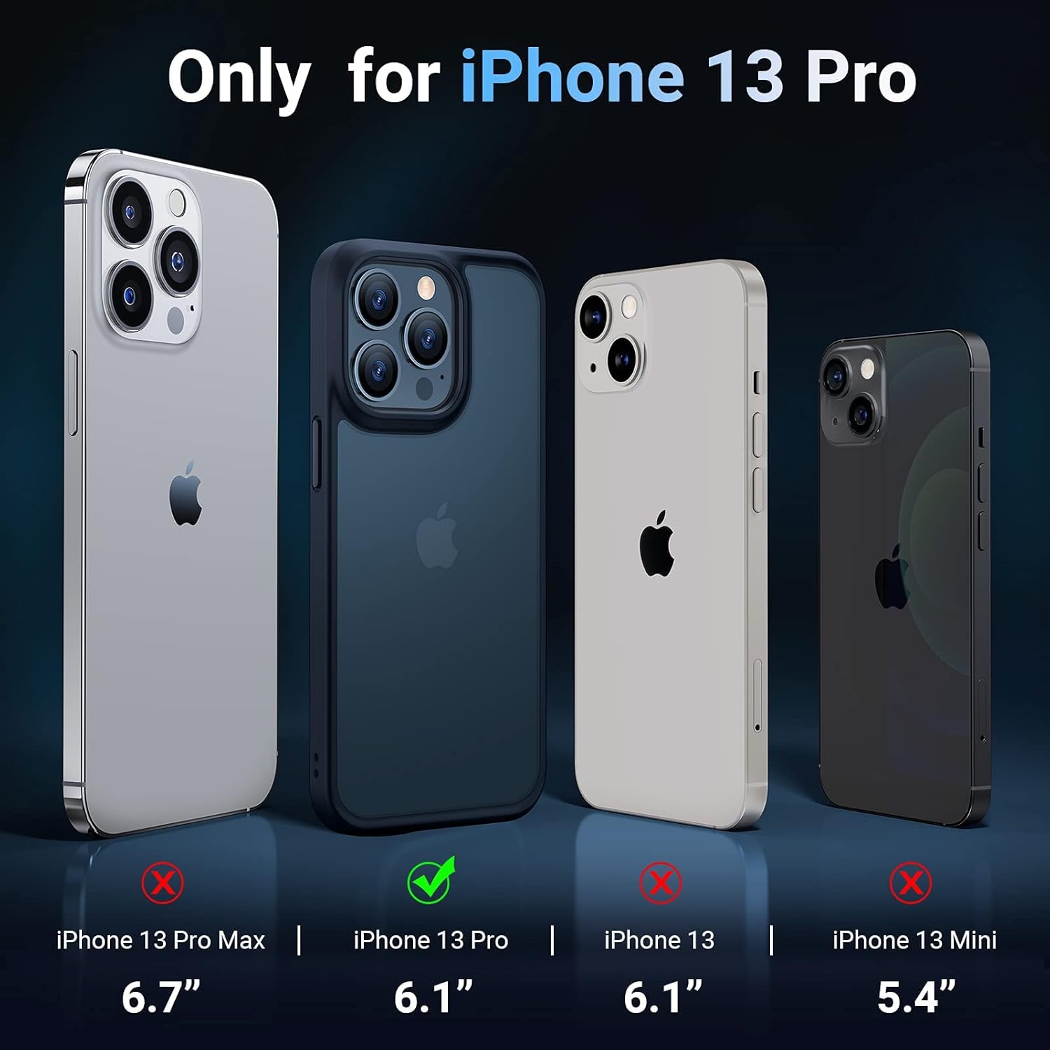 TORRAS Shockproof Compatible for iPhone 13 Pro Case, [Military-Grade Drop Tested] Translucent Matte Hard PC Back with Soft Silicone Edge Slim Protective Phone Guardian, Black : Cell Phones & Accessories