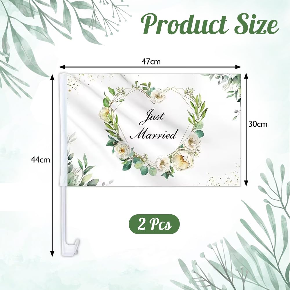 Just Married Bandiere per Auto Matrimonio Decorazione 47 x 30 cm
