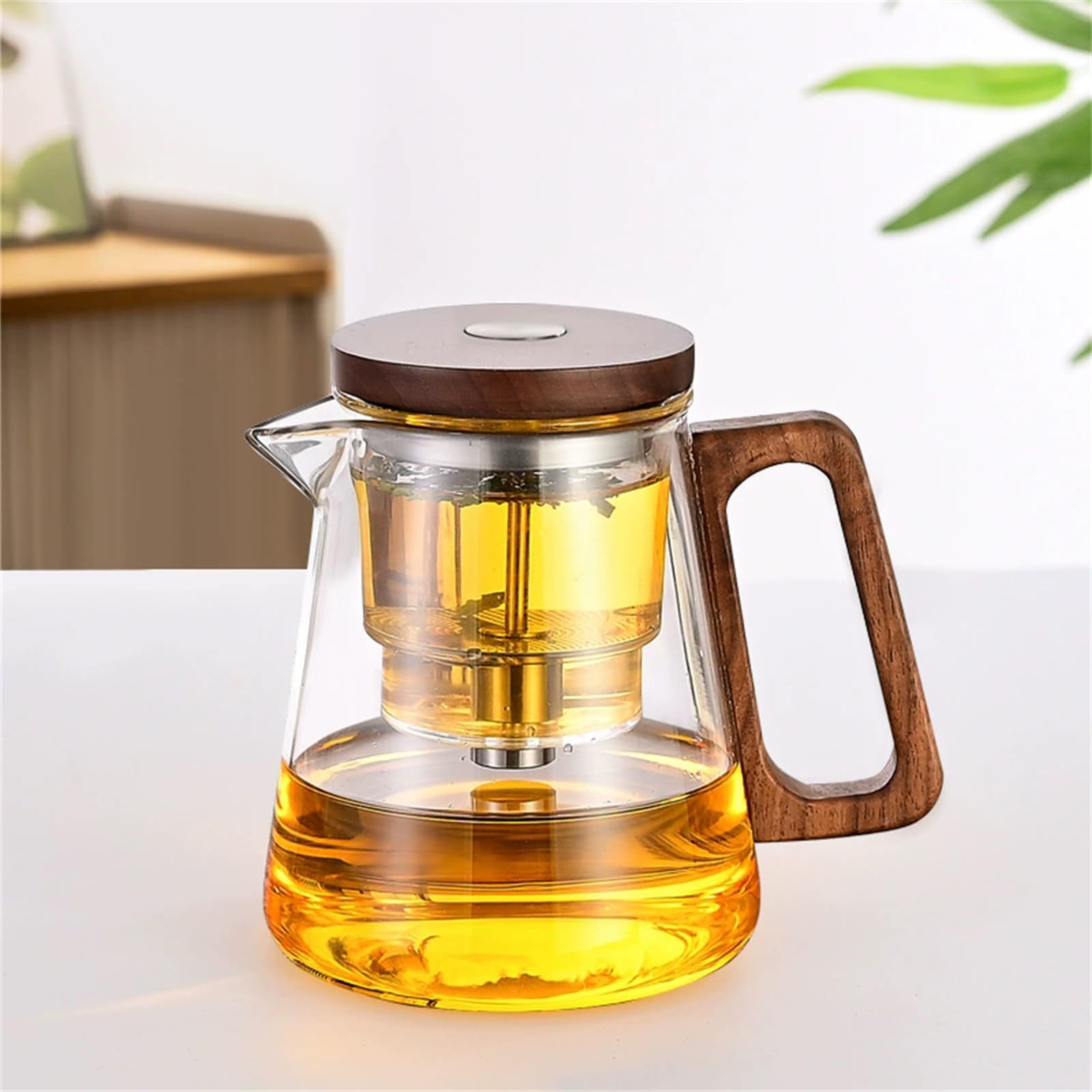 Teiera di Vetro Tetera 800ml Separación De Agua De Té Todo De Vidrio Resistente al Calor Filtro De Té Kung Fu Tea Set(Clear)
