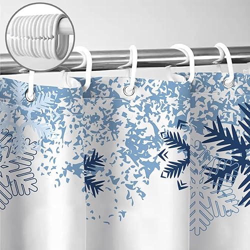 Miniatura 7 de Cortina de ducha de copos de nieve de Navidad, juego de cortinas de ducha de tela de ciervos de bosque de invierno para decoración de baño con