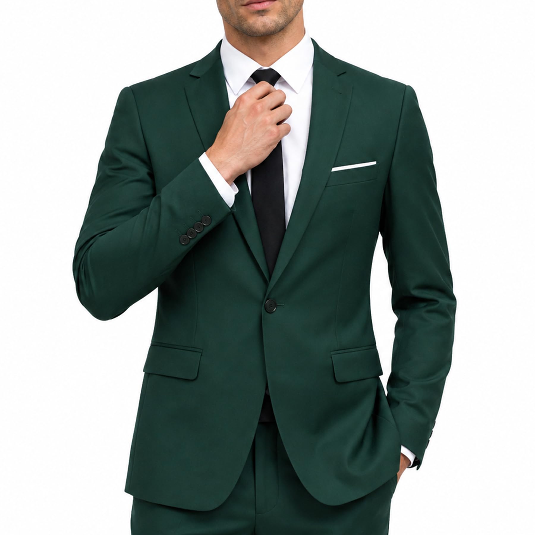 Allthemen Men's Green Allthe Casual Blazer Slim Fit Formal Business Suit Jackets One Button Single Breasted Tuxedo Jacket Smart Blazer S