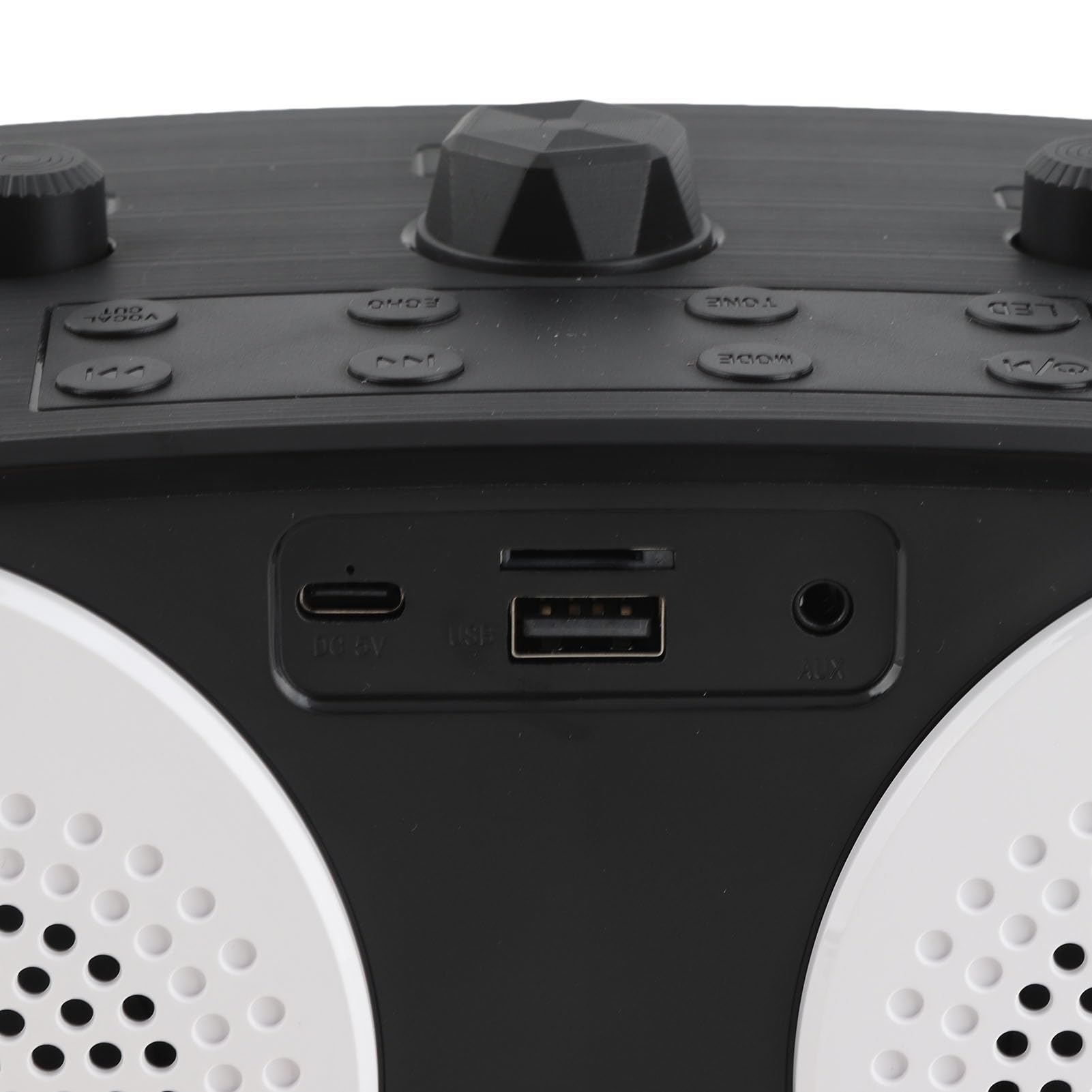 Máquina de Karaoke con 2 Micrófonos Inalámbricos, Altavoz Dual y Micrófono BT, Conjunto KTV con Efectos de Luz RGB para Fiestas en Casa Al Aire Libre (Blanca)