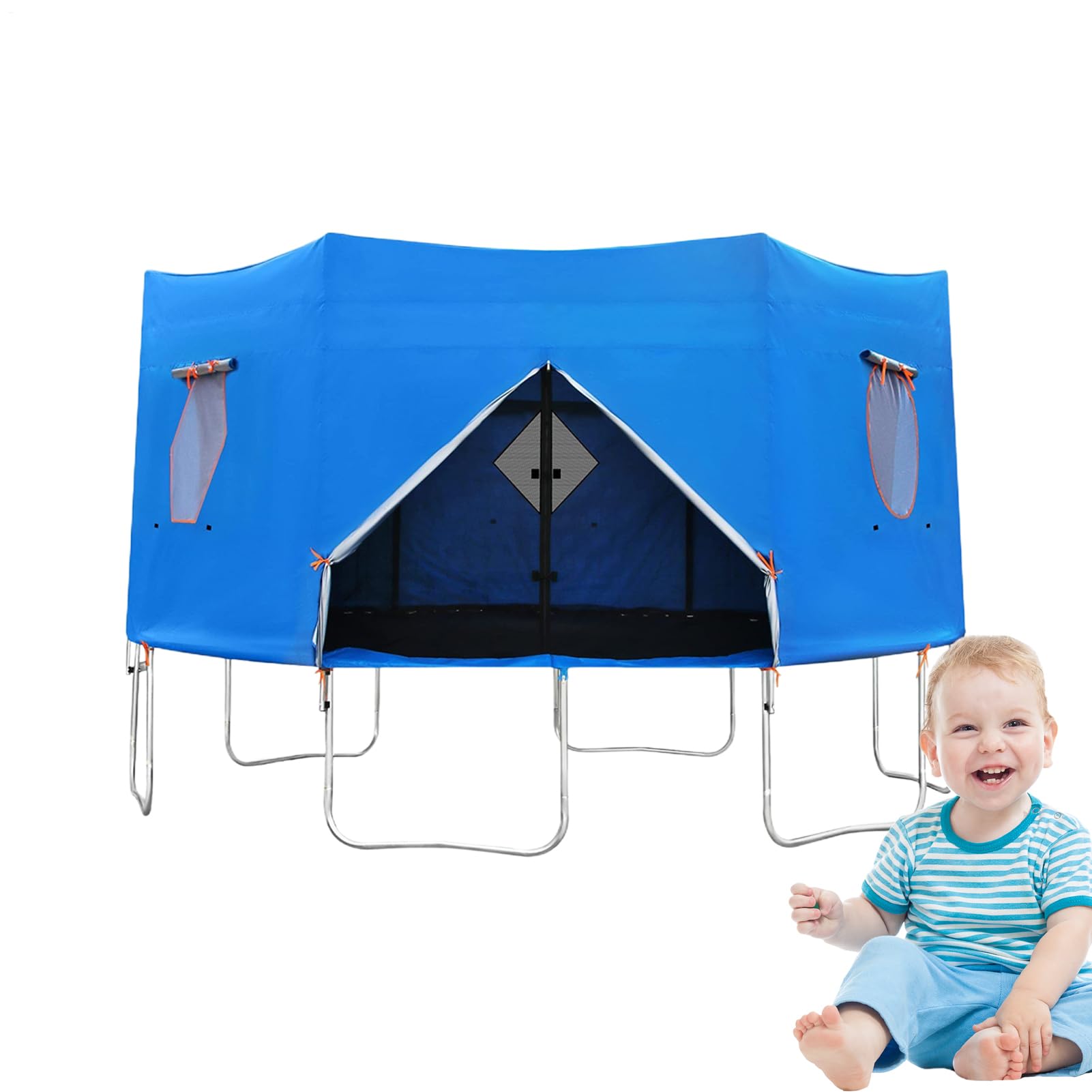 Trampolin Baldachin - Regenfischzelt & Sonnenschein, wasserdicht und Sonnencreme für Geburtstagsfeiern, Picknicks und Gemeinschaftsaktivitäten, Trampolin Schatten Top Cover mit Fenster, Trampoline