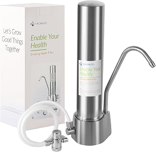 Countertop Water Filter, NSF/ANSI 42&52 Certified, 5-Stage Stainless Steel Faucet Water Filter for 8000 Gallons, Reduces Heavy Metals, Bad Odor and 99% Chlorine (Includes 1 Doulton® Filter)
