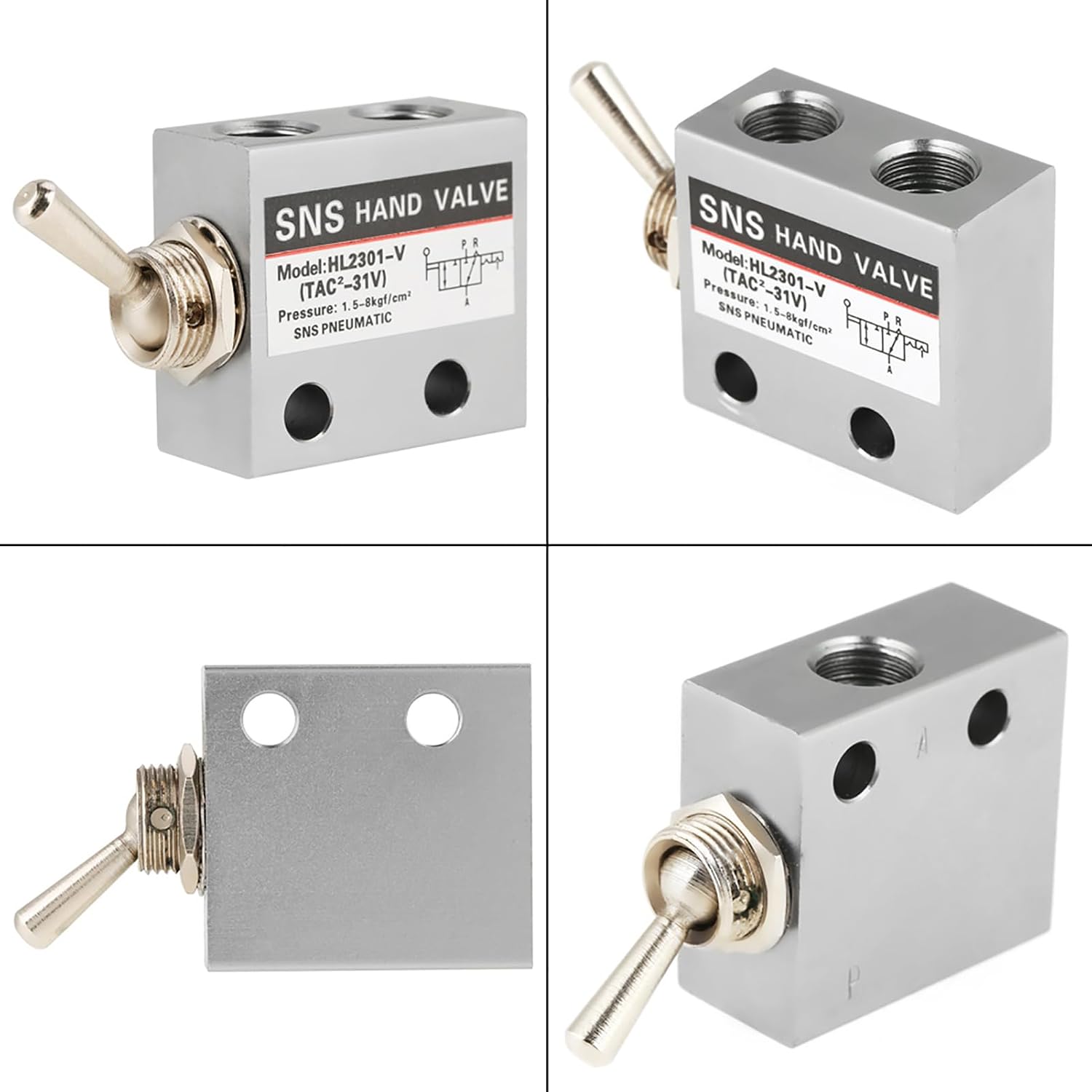 3 Position 2 Port Pneumatic Air Valve Manual Control Lever Handle | HL2301 Replacement, 3 Way Air Mechanical Switch Directional Valve, Compressor Air Cylinder Machinery