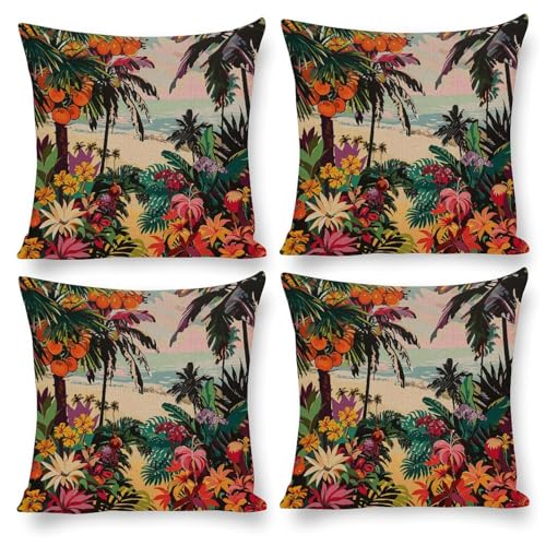 Housse de coussin zippee a motif floral tropical resistant pour decoration de lit - 2