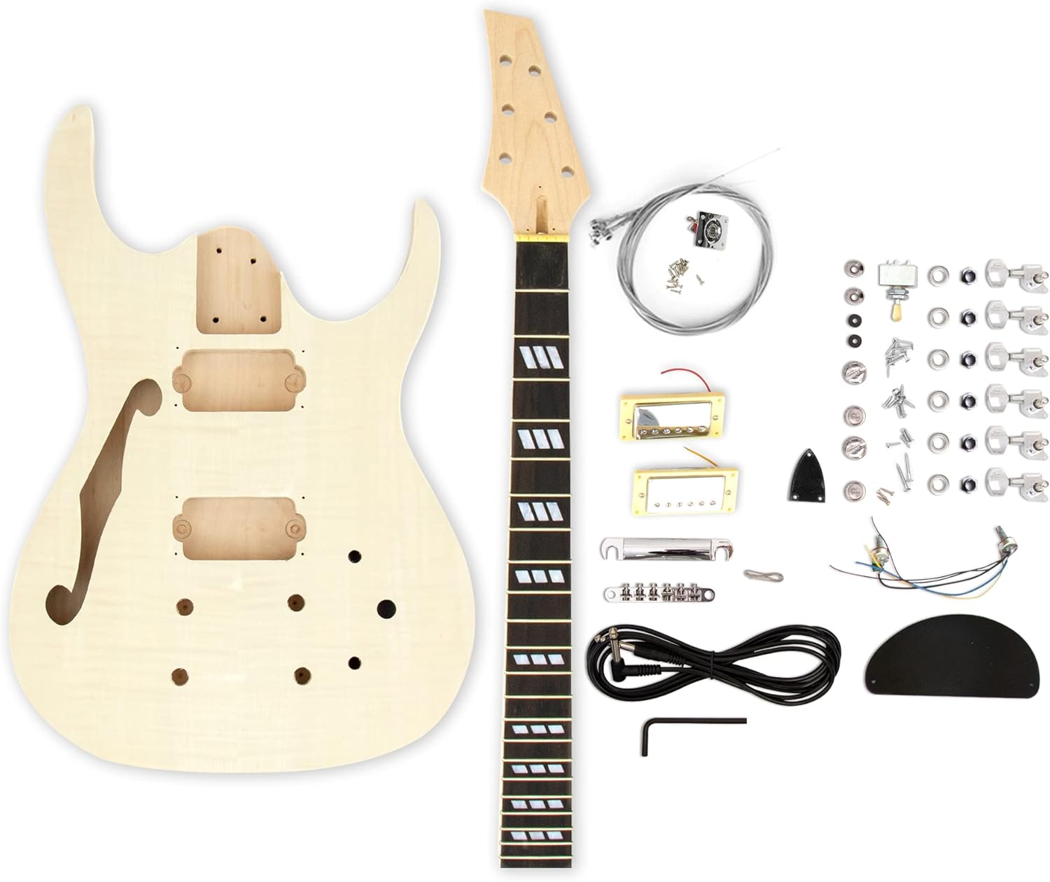 The FretWire Semi Hollow Double Cut DIY Electric Guitar Kit