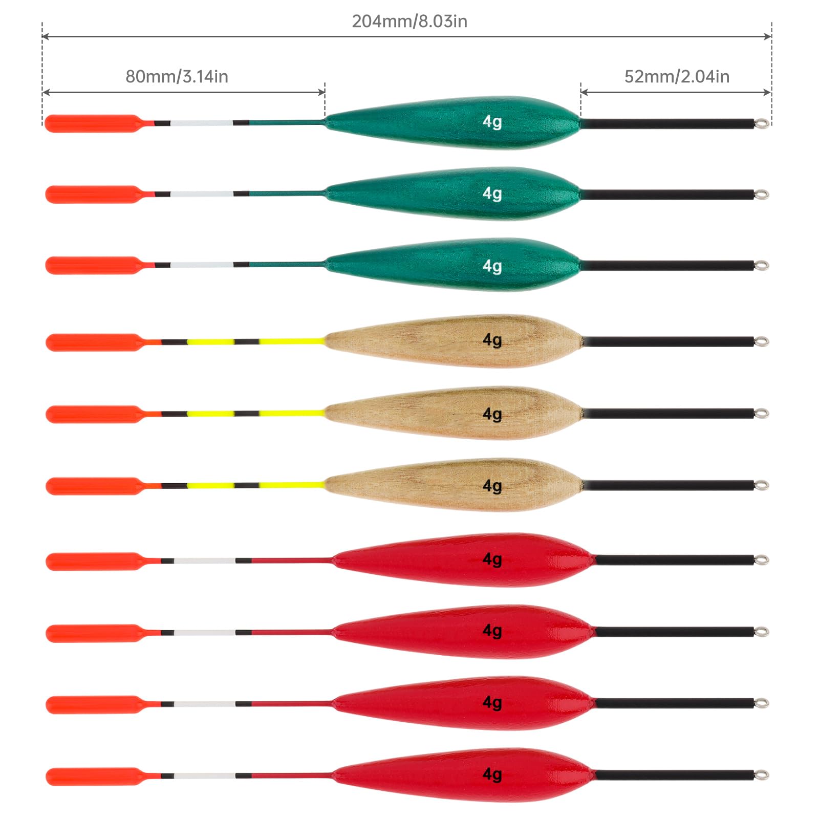 10 Galleggianti Da Pesca In Legno Di Paulownia - Per Pesca In Mare, Lago E Fiume - Foto 3
